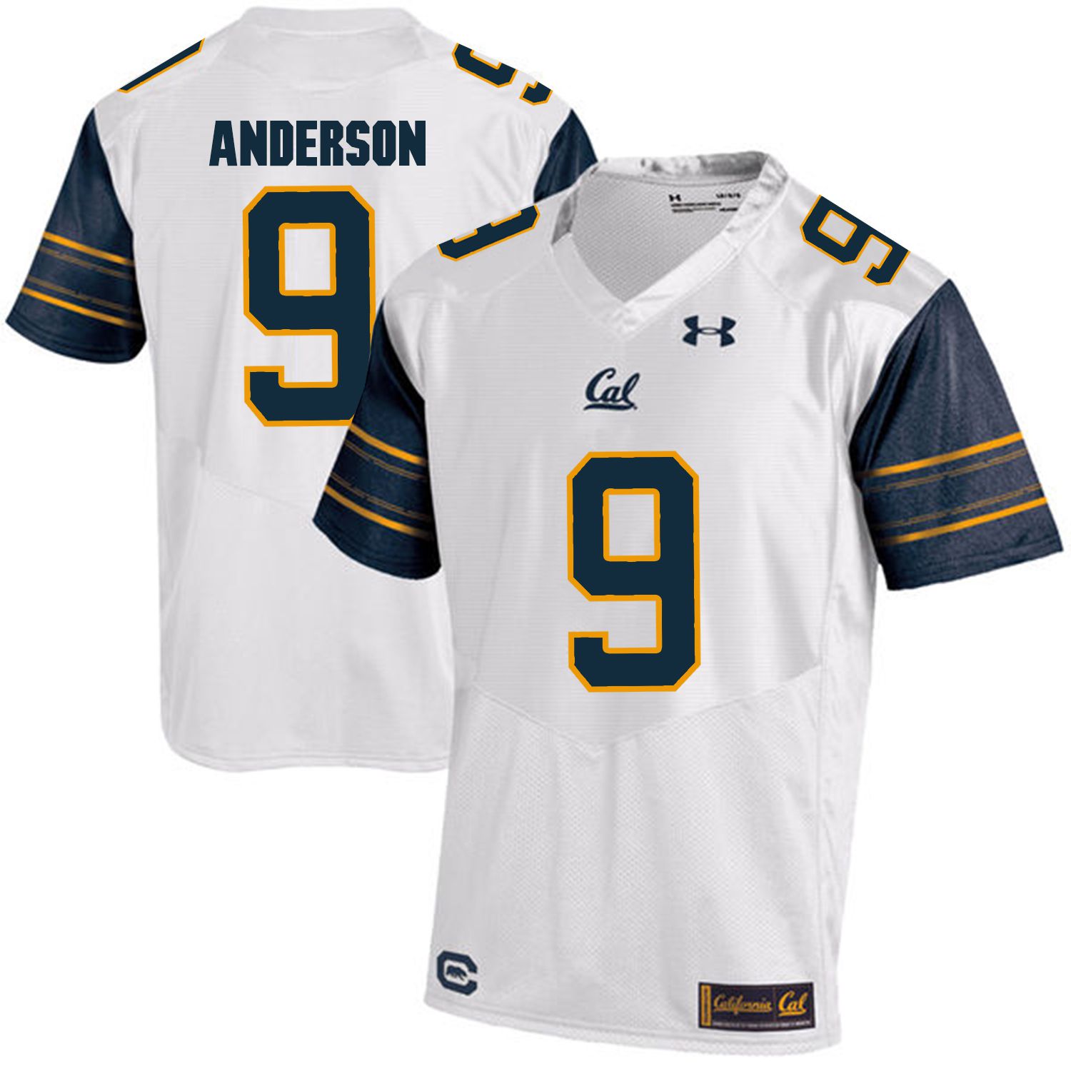 Men California Golden Bears #9 C.J. Anderson White Customized NCAA Jerseys1->customized ncaa jersey->Custom Jersey